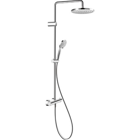 Sistema de ducha Duravit universal, cabezal con 3 tipos de chorro (lluvia, lluvia intensa, lluvia suave), sistema de ducha que ahorra agua, set de ducha fácil de limpiar, ángulo del cabezal ajustable,