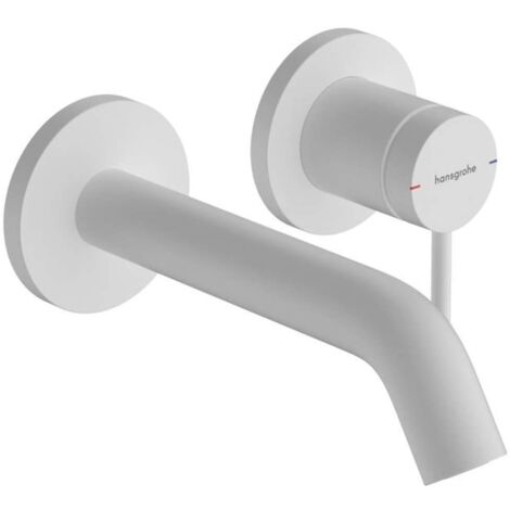 Hansgrohe Tecturis S - Grifo empotrado de lavabo, con desagüe, montaje de 2 orificios,  EcoSmart, blanco mate 73350700