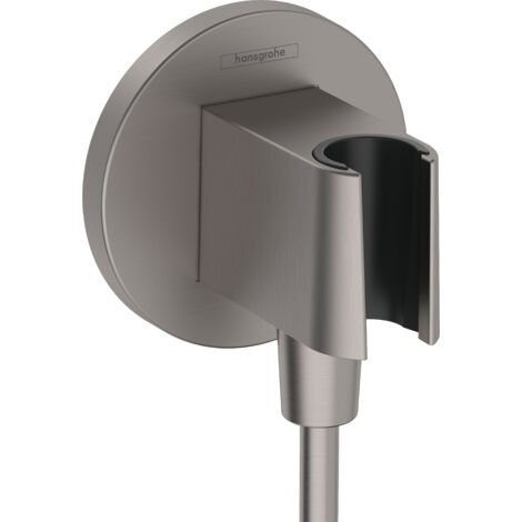 Hansgrohe Fixfit - Codo de ducha con soporte, cromo negro cepillado 26888340