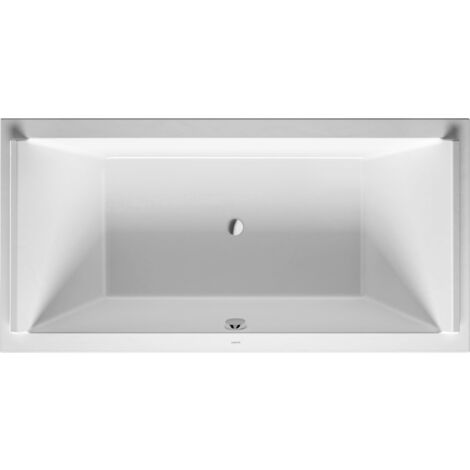 Bañera Duravit Starck rectangular 2000x1000 mm con dos inclinaciones dorsales, con un reposacabezas, de acrílico sanitario, blanco