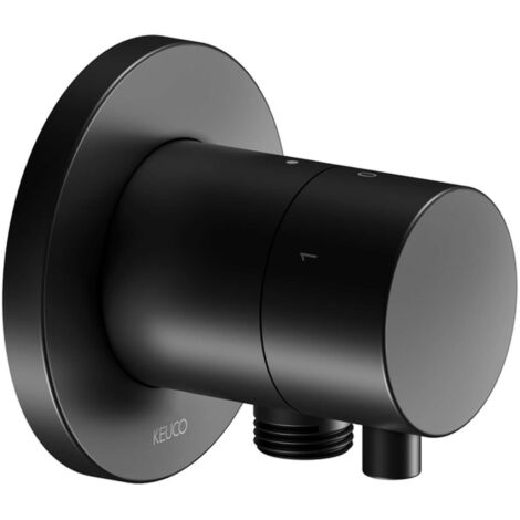 Racor Keuco IXMO 59549, válvula de cierre y desvío de 3 vías con conexión de manguera UP, roseta redonda, manilla Comfort, con cierre, color: Negro Mate - 59549371101 (1/2)