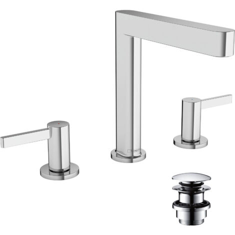 HANSGROHE Mezclador de lavabo con 3 orificios 160, desagüe Finoris Push-Open cromado