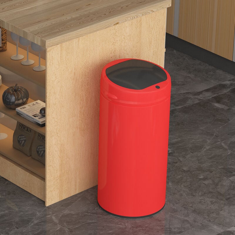 Poubelle de cuisine PUSH  ROUGE Acier inoxydable 42 L - ROUGE
