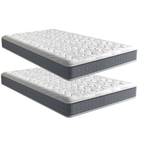 Hobag – Lot de 2 matelas mousse 90x190cm – Épaisseur 17cm – Mousse à mémoire de forme haute densité – 7 zones de confort – Fermeté modérée