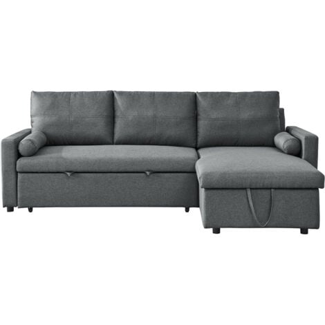 MIAMI - canapé d'angle réversible - convertible avec coffre - 4 places - style contemporain Couleur - Gris - Tissu