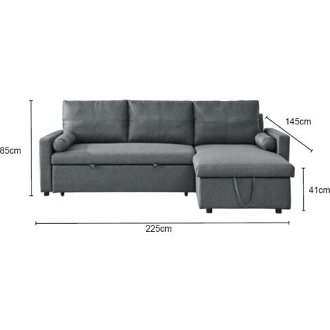 MIAMI - canapé d'angle réversible - convertible avec coffre - 4 places - style contemporain Couleur - Gris - Tissu