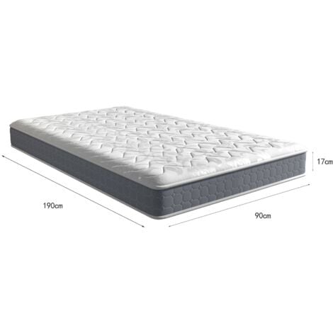 Matelas 90x190cm - Épaisseur 17 cm - Matelas Mémoire de Forme pour Adulte Enfant - Zones de Confort Mousse Mémoire (90x190x17cm)
