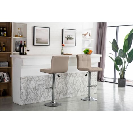 Hobag – Lot de 2 tabourets de bar taupe – Assise réglable 64-85cm – Pied en acier – Design moderne pour cuisine et séjour