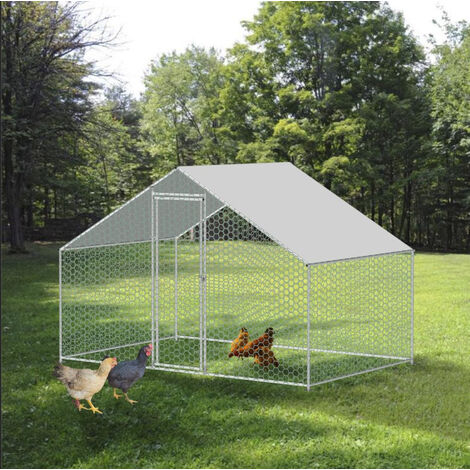 Hobag – Enclos poulailler 6 m² en acier galvanisé – Parc grillagé 3x2 m avec bâche waterproof – Protection contre prédateurs