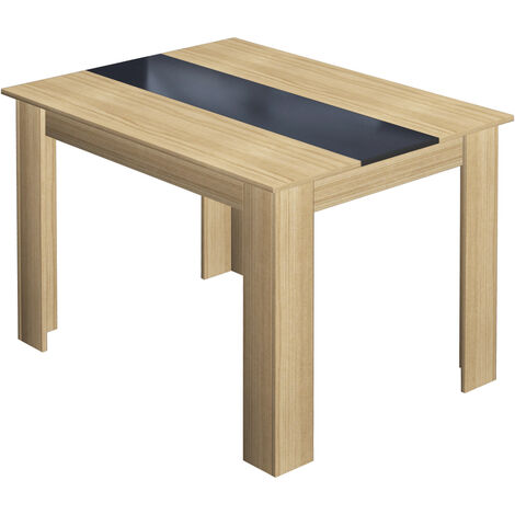 Hobag – Table à manger 4 personnes 110 cm – Imitation hêtre et noir – Design contemporain pour petits espaces – Largeur 80 cm, Hauteur 75 cm