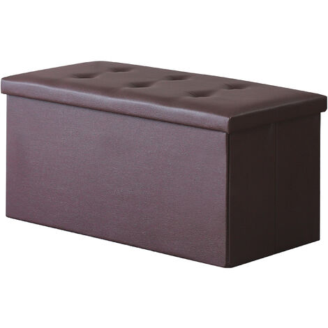 Hobag – Coffre de rangement pouf pliable en PVC 76cm – Couleur marron – Espace de rangement pratique pour intérieur moderne