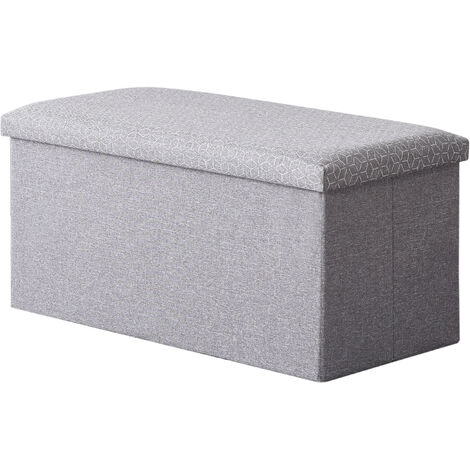 Hobag – Coffre de rangement pouf pliable en tissu 76cm – Gris clair – Espace de rangement fonctionnel – Design esthétique
