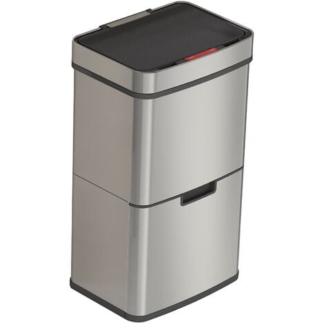 Poubelle de cuisine automatique 62L grande capacité en acier INOX avec cerclage
