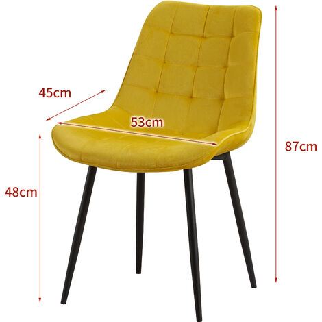 Lot de 4 chaises BUBBLE en velours  jaune pour salle à manger