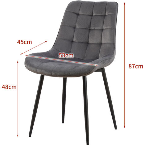 Lot de 4 chaises BUBBLE en velours  gris foncé pour salle à manger