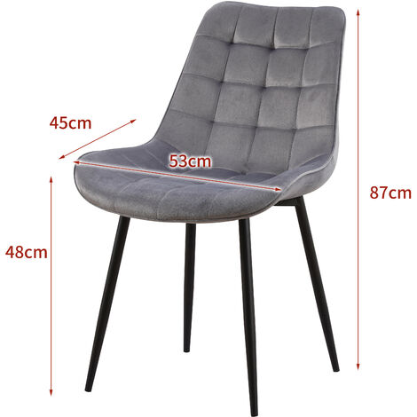 Lot de 4 chaises BUBBLE en velours  gris clair pour salle à manger
