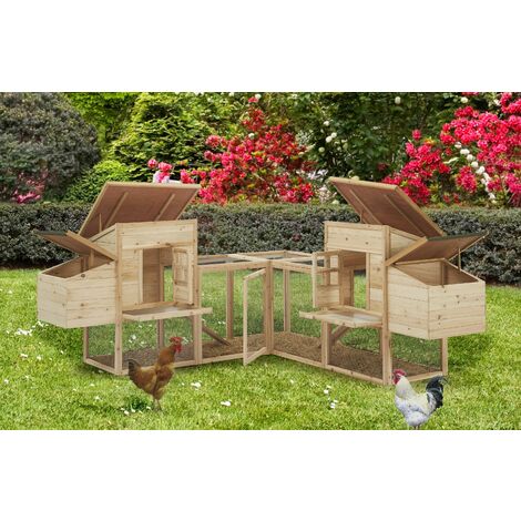 Hobag – Poulailler XXL 4 poules en bois traité – 2 pondoirs étanches – Dimensions 171x171x120 cm – Résistant aux intempéries