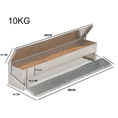 Mangeoire XXL pour poules distributeur automatique à pédale en acier 10 KG