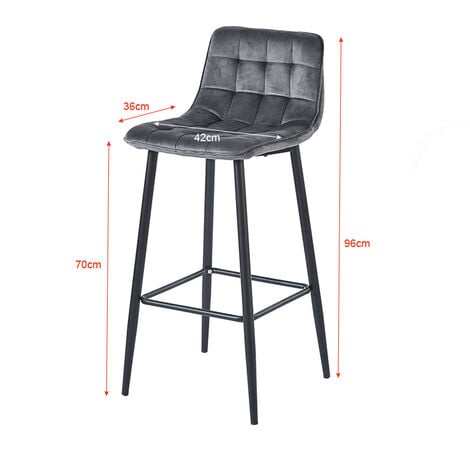 Lot de 4 tabourets de bar BUBBLE en velours mix color bleu, gris clair, gris foncé, jaune