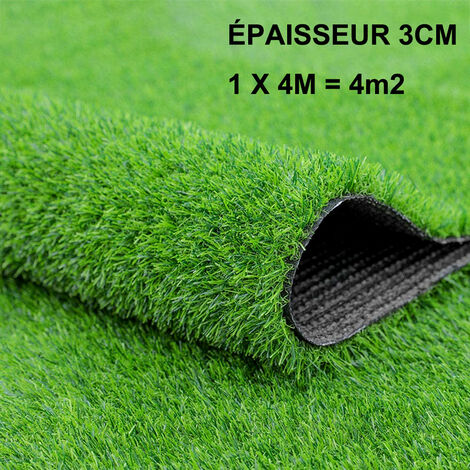 Hobag – Gazon synthétique 3 cm d'épaisseur – 1 x 4 m – Polyéthylène monofilament – Traitement anti UV – Perméable à l'eau - CM 1 X