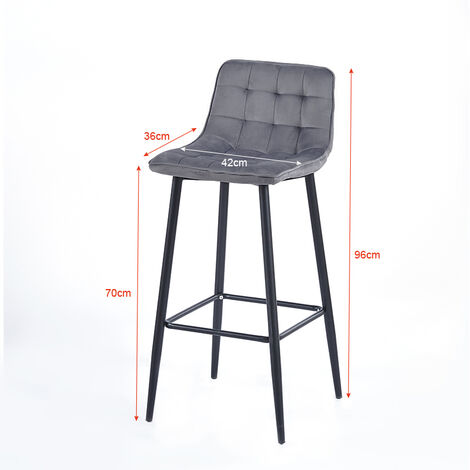 Lot De 4 Chaises De Bar Hautes En Tissu Gris Et Bois Massif – Bon état, Avec Repose-pieds