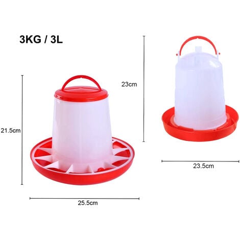 Lot mangeoire 3 KG et abreuvoir 3L pour poules et volailles