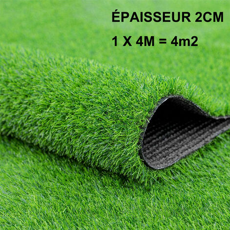 Hobag – Gazon synthétique 1 x 4 m – Épaisseur 2 cm – Polyéthylène vert sapin et bambou – Traitement anti UV – Perméable à l'eau - CM 1 X