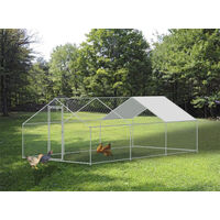 Hobag – Enclos poulailler 18 m² en acier galvanisé – Parc grillagé 6x3 M – Protection contre prédateurs – Bâche waterproof anti-UV