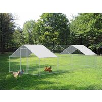 Hobag – Enclos poulailler 24 m² en acier galvanisé – Parc grillagé 8x3 M – Bâche waterproof anti-UV – Protection contre prédateurs