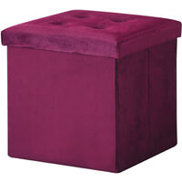 Hobag – Coffre de rangement pouf pliable en velours 38cm – Couleur bordeaux – Rangement esthétique et pratique pour intérieur moderne