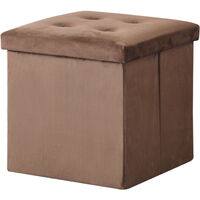 Hobag – Coffre de rangement pouf pliable en velours 38cm – marron – Malle esthétique et pratique pour intérieur – Rangement supplémentaire