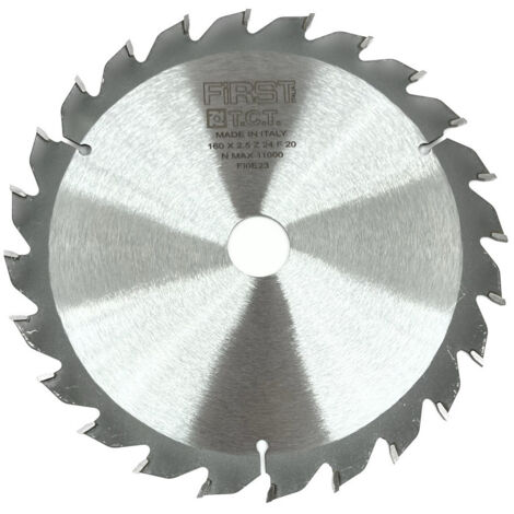 Lame de Scie Circulaire HM D. 160 mm Alésage 20 mm epaisseur 2,5 mm FIRST ITALIA Z24 Alt pour coupes de bois tendre et exotique - Haute performance - Finition de qualité (1/5)