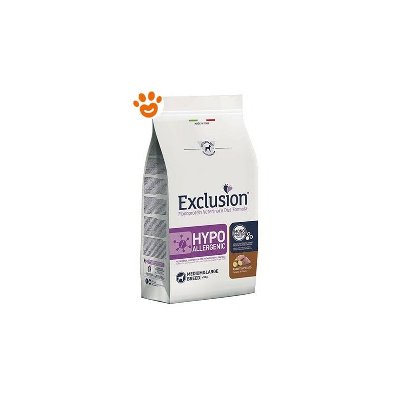 EXCLUSION Dog Hypoallergenic Medium Large Breed Adult Coniglio e Patate -  Sacco Da 12 kg