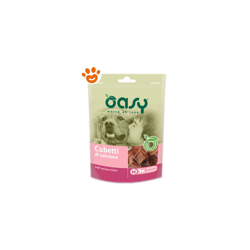 Oasy Dog Snack Cubetti di Salmone - Confezione da 80 Gr