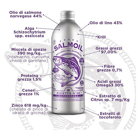 Necon Salmoil Ricetta 5 Super Omega 500 ml - Bellezza del mantello