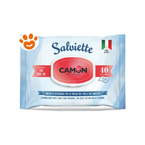 Camon Dog Cat Salviette Tea Tree Oil - Confezione Da 40 Salviette