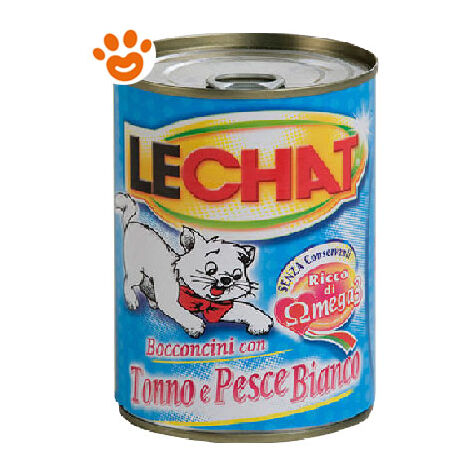 Lechat Cat Bocconcini con Tonno e Pesce Bianco - Lattina da 400 gr