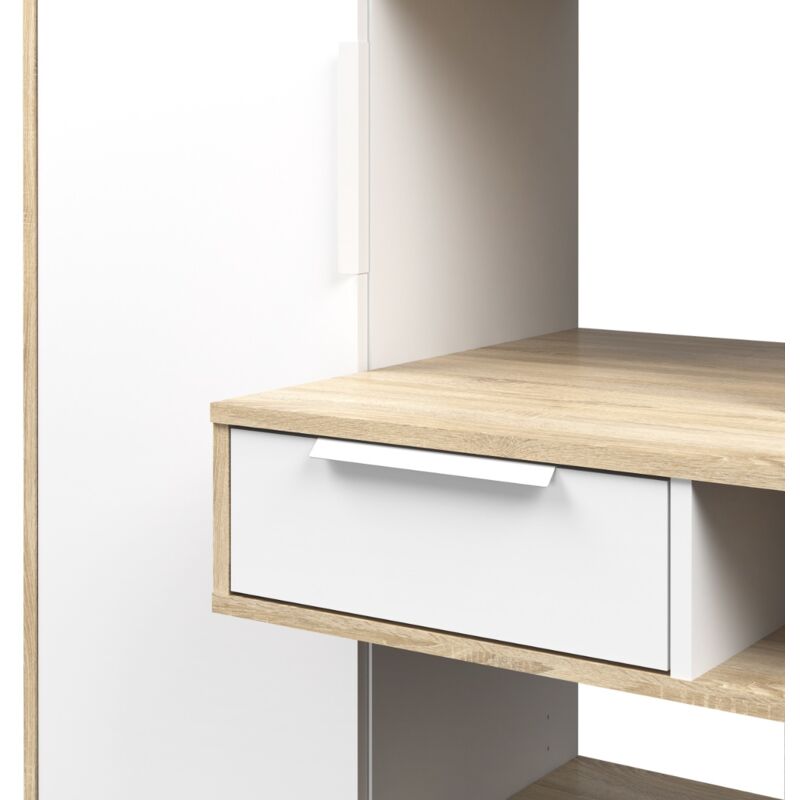 Scrivania Merory con libreria integrata a sinistra L146cm Rovere