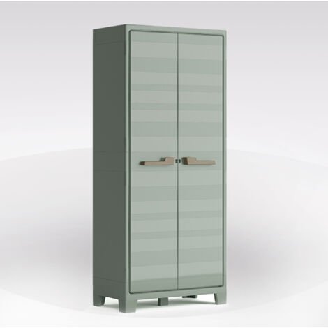 ARMADIO A RIPIANI MOD. PLANET OUTDOOR IN RESINA CM 80X44 H 182 GRIGIO/VERDE