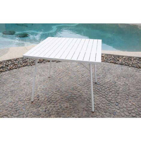 TAVOLO MOD. SANTORINI CM 90X90 H. 74 IN ACCIAIO BIANCO