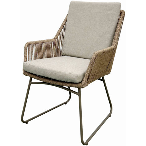 POLTRONA IN METALLO TAUPE E CORDA (1/4)