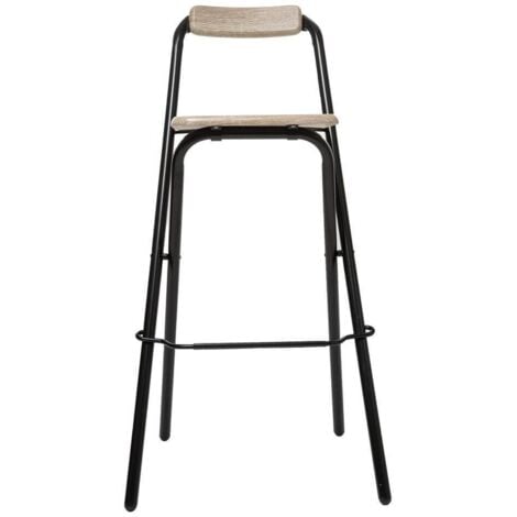 SGABELLO ALTO MOD. LOUNA NERO E NATURALE