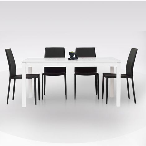 TAVOLO ALLUNGABILE CM 130X80 BIANCO FRASSINATO (1/5)