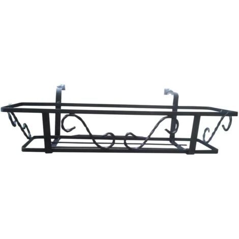 FIORIERA PER BALCONE FISSA IN FERRO BATTUTO NERA 70X21X14CM