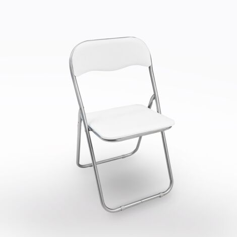 SEDIA PIEGHEVOLE IN METALLO E PVC BIANCO (1/5)