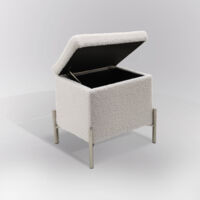 POUF CONTENITORE CM 45X45 H. 35 TESSUTO EFFETTO BOUCLE' BIANCO