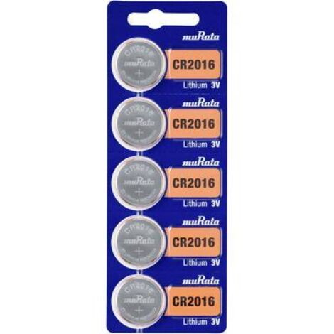 Pile Bouton CR2016 Standard SONY - Carte de 5 Piles - compatible DAITEM BATLI07 - Lithium - 3V (1/2)