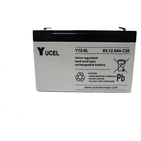 Batterie Y12-6L YUASA / YUCEL / YUVOLT - AGM - Plomb - 6V - 12Ah (1/3)