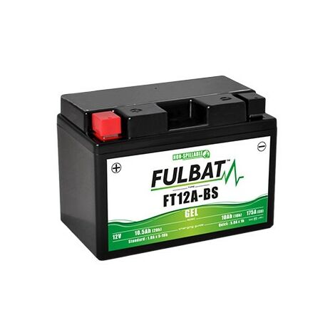 Fulbat – Batterie moto GEL 12V 10.5Ah – 175A puissance démarrage – 100% étanche – Compatible SUZUKI, KYMCO, KAWASAKI - FT12A-BS
