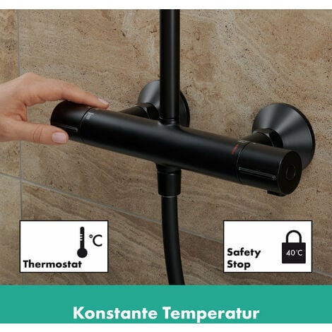 Hansgrohe Vernis Blend Duschsystem Jet Mit Thermostat Ecosmart Mattschwarz